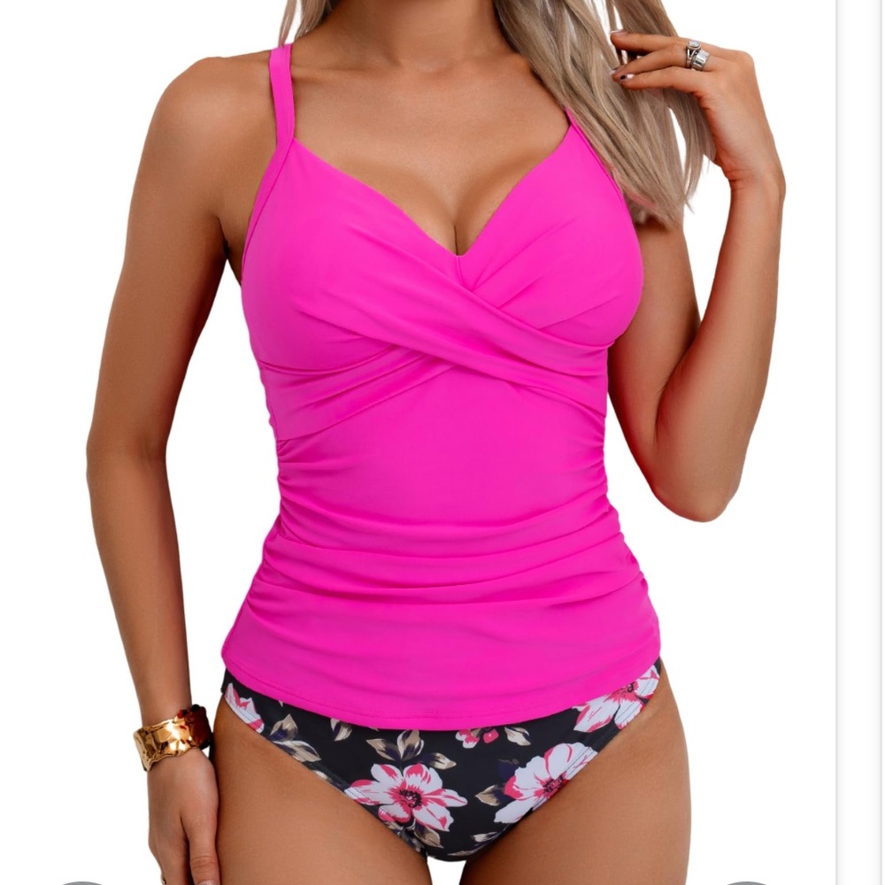 Vibrant Pink Floral Bikini Set